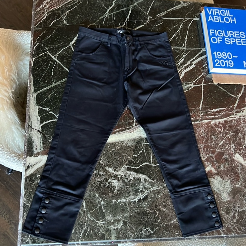 Y-3 Black Button Cuff Pants Capris Small/P